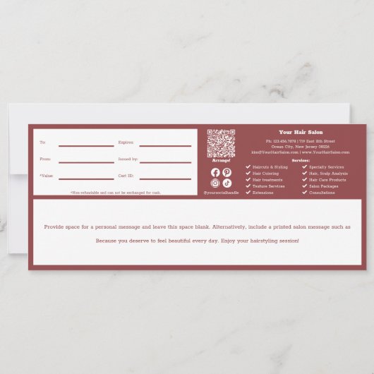 QRコードサービス個人ノートギフト証明書 (裏面)