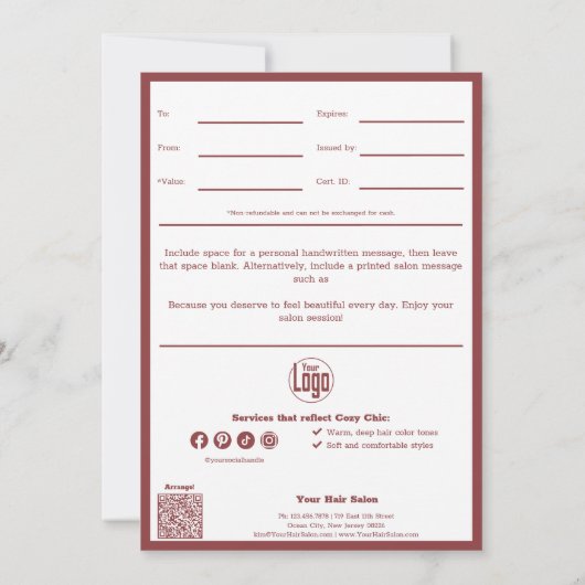 QRコードサービス注11月のギフト証明書 (裏面)