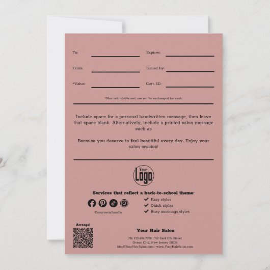 QRコードサービス ご案内 8月 ギフト券 (裏面)