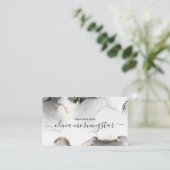 QRコードシグネチャー黒金ゴールド水彩 名刺 (スタンド正面)