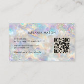QRコードシックなホログラフィックグリッター非検出オパール 名刺 (裏面)