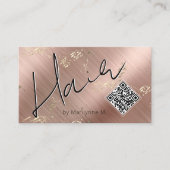 QRコードシックモダンピンクヘア 名刺 (正面)