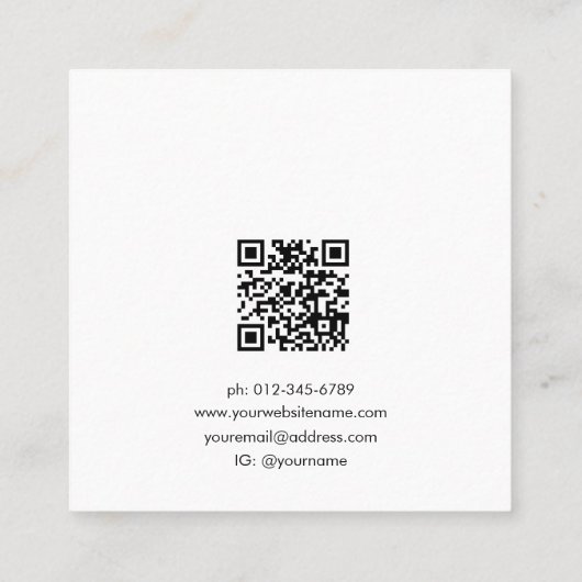 QRコードシック白黒ジュエリーイヤリングディスプレイ スクエア名刺 (裏面)