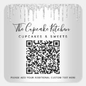 QRコードシルバーグリッタードライブ事業名モダン スクエアシール (正面)