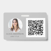 QRコードシルバーグレー写真名刺 バッジ (正面)
