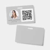 QRコードシルバーグレー写真名刺 バッジ (正面＆裏面)