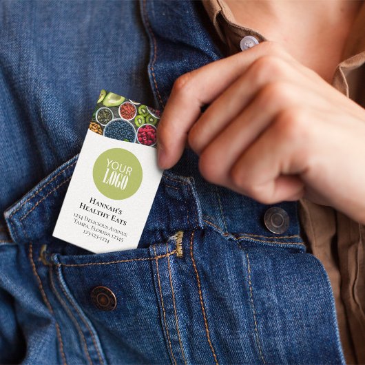 QRコードシンプルの写真とロゴ緑 名刺