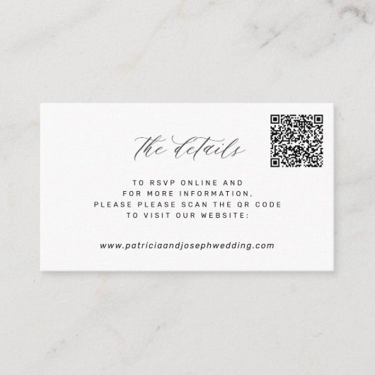 QRコードシンプルエレガントなウェディングサイト詳細 エンクロージャーカード (正面)