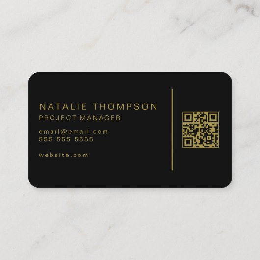 QRコードシンプルクラスエレガントブラックと金ゴールド 名刺 (裏面)