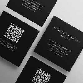 QRコードシンプルタイポグラフィエレガントプロフェッショナル スクエア名刺