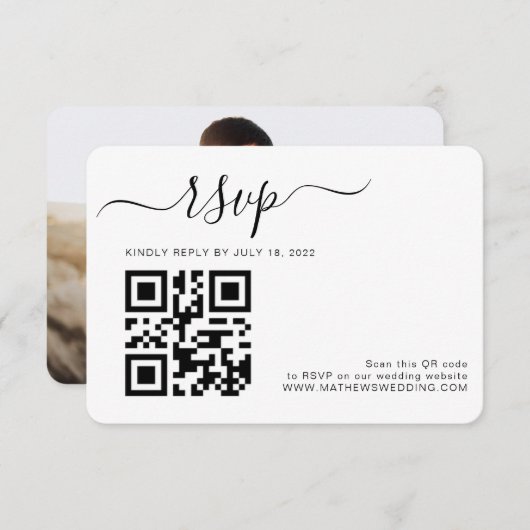 QRコードシンプルフォト結婚ズ 出欠カード (正面/裏面)