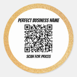 QRコードシンプルブラックシルクラグジュアリー金ゴールドフレーム ラウンドシール