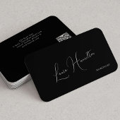 QRコードシンプルミニマリストモダンブラック 名刺