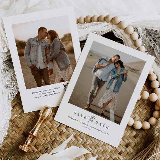 QRコードシンプルミニマルモダンリスト2枚 セーブザデート