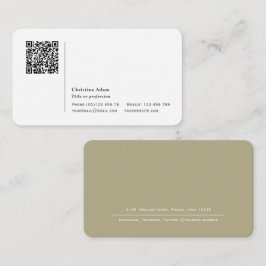 QRコードシンプルモダンセージグリーンプロフェッショナル 名刺