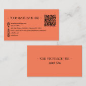 QRコードシンプルモダンミニマルオレンジインスタグラム 名刺 (正面/裏面)