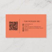 QRコードシンプルモダンミニマルオレンジインスタグラム 名刺 (裏面)