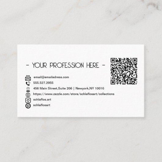 QRコードシンプルモダンミニマル白Instagram 名刺 (正面)