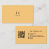 QRコードシンプルモダンミニマル黄色Instagram 名刺 (正面/裏面)