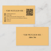 QRコードシンプルモダンミニマル黄色Instagram 名刺 (正面/裏面)