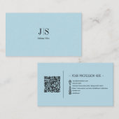 QRコードシンプルモダンミニマルBlue Instagram 名刺 (正面/裏面)