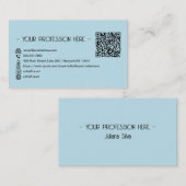 QRコードシンプルモダンミニマルBlue Instagram 名刺 (正面/裏面)