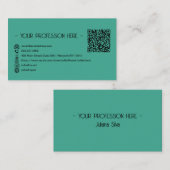 QRコードシンプルモダンミニマルGreen Instagram 名刺 (正面/裏面)