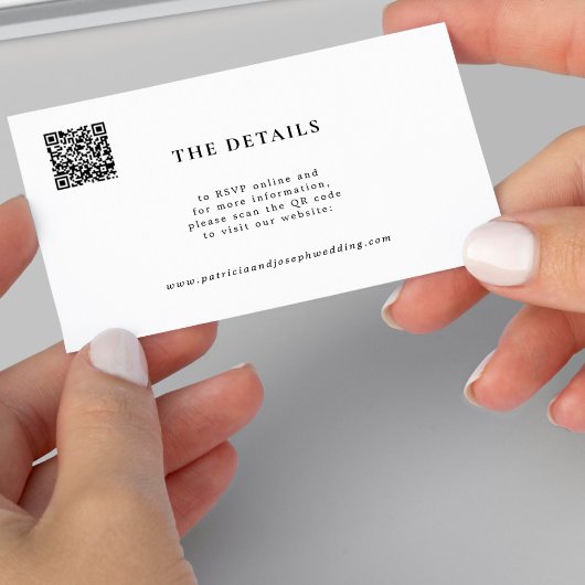 QRコードシンプルモダン結婚のWebサイト詳細 エンクロージャーカード