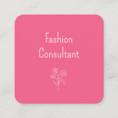 QRコードシンプル花可愛いピンクガーリー色 スクエア名刺 (正面)