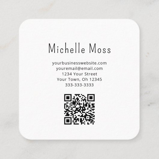 QRコードシンプル花可愛いピンクガーリー色 スクエア名刺 (裏面)