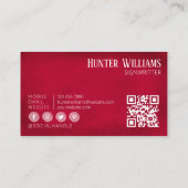 QRコードシンボルや象徴と表示レッドヴィンテージ署名者 名刺 (裏面)