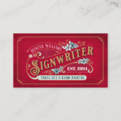 QRコードシンボルや象徴と表示レッドヴィンテージ署名者 名刺 (正面)