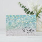 QRコードシーエレガントサイドストリングライトビーチ 出欠カード (スタンド正面)