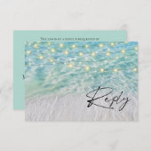 QRコードシーエレガントサイドストリングライトビーチ 出欠カード (正面/裏面)