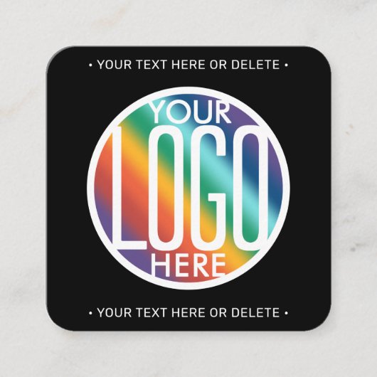 QRコードジェネレータおよびロゴモダンミニマリストブラック スクエア名刺 (正面)