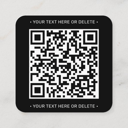 QRコードジェネレータおよびロゴモダンミニマリストブラック スクエア名刺 (裏面)