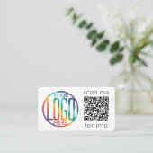 QRコードジェネレータおよびロゴモダンミニマリストホワイト 名刺 (スタンド正面)