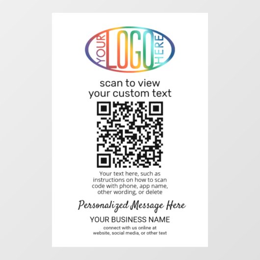 QRコードジェネレータとビジネスロゴ白モダン色 ウィンドウサイン (シート)