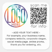 QRコードジェネレータとロゴのビジネスプロモーション スクエアシール (正面)