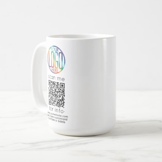 QRコードジェネレータとロゴ会社のプロモーション コーヒーマグカップ (正面左)