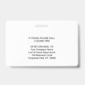 QRコードジェネレータとロゴ非写真ホワイトID バッジ (裏面)