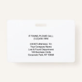 QRコードジェネレータとロゴ非写真ホワイトID バッジ (裏面)