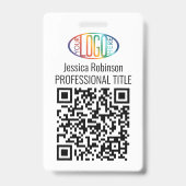 QRコードジェネレーターとロゴ、名前、IDタイトル バッジ (正面)