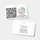 QRコードジェネレーター & ロゴ 非写真 白 ID バッジ (正面＆裏面)