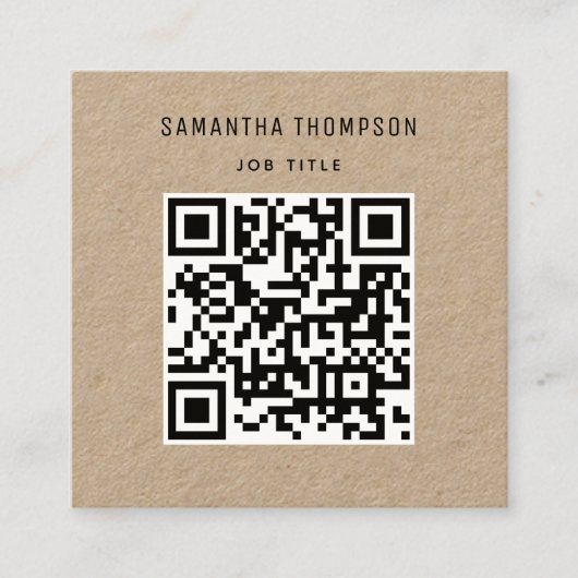 QRコードスキャナブルモダンプロフェッショナル素朴クラフト スクエア名刺 (正面)