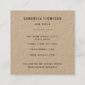 QRコードスキャナブルモダンプロフェッショナル素朴クラフト スクエア名刺 (裏面)