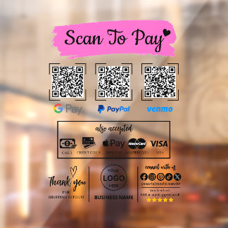 QRコードスキャンしてVenmo Paypal Google Payに支払う ウィンドウサイン
