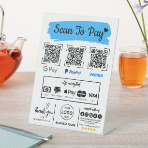 QRコードスキャンしてVenmo Paypal Google Payに支払う 台座サイン