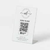 QRコードスキャンでお支払い モノグラムイニシャルロゴ 台座サイン (正面)