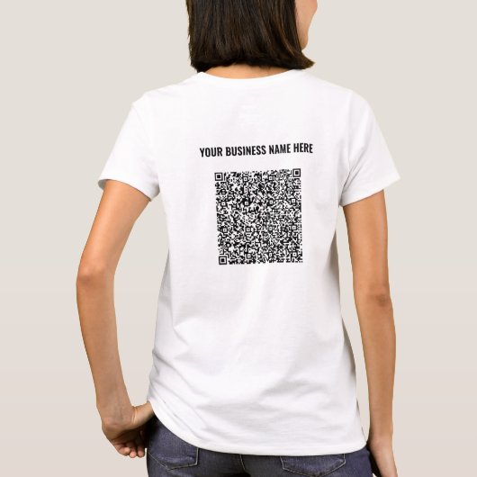 QRコードスキャンとカスタムテキストのビジネスTシャツ Tシャツ (裏面)